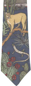 Cougar lizard cactus desert Scene Tie necktie