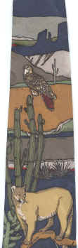 Cougar lizard cactus desert Scene Tie necktie
